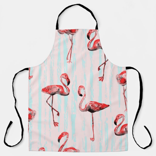 Tablier Flamant rose motif transparent (Recto)