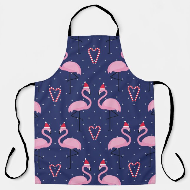 Tablier Flamant rose Noël Casquette Candy Motif (Recto)