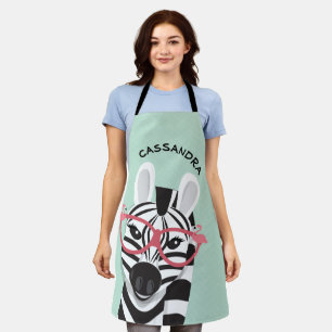 Tablier Flamant rose noir noir zèbre lunettes de soleil N