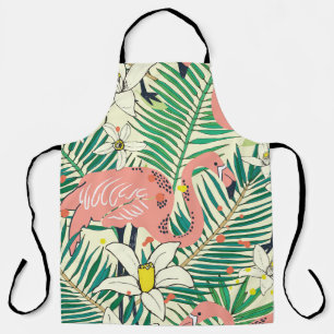 Tablier Flamant rose Palm Feuilles : Vintage tropical