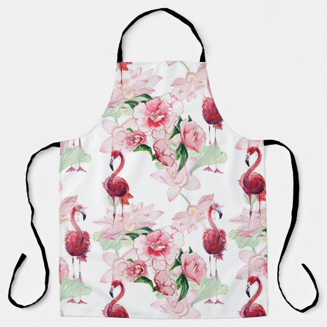 Tablier Flamant rose rose : Élégance Motif sans couture (Recto)