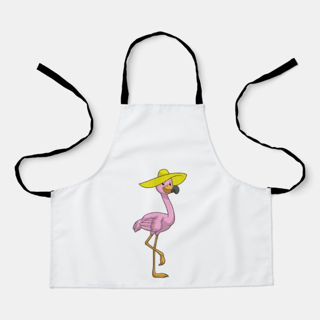 Tablier Flamant rose sur la plage avec Casquette (Recto)