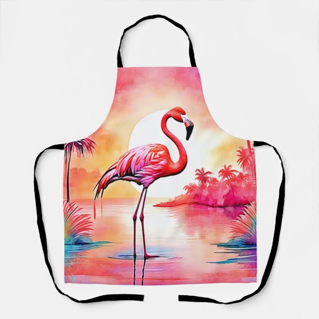 Tablier Flamant rose tropical (Recto)