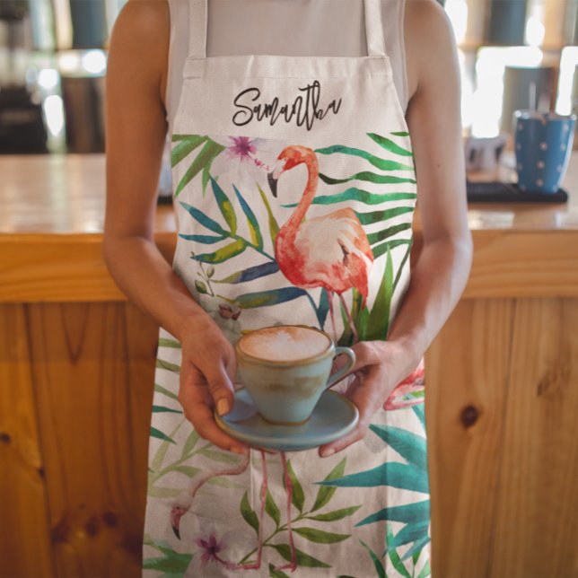 Tablier Flamant rose Tropical Impression Tout-En Personnal (Créateur téléchargé)
