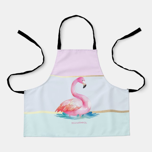 Tablier Flamants Roses Couleurs Pastel (Recto)