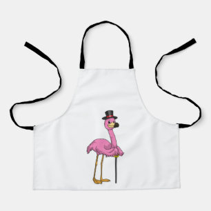 Tablier Flamingo as Pensioner with Walking stick