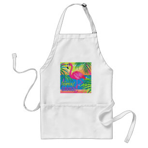 Tablier Flamingo rose Position tropicale sur une jambe