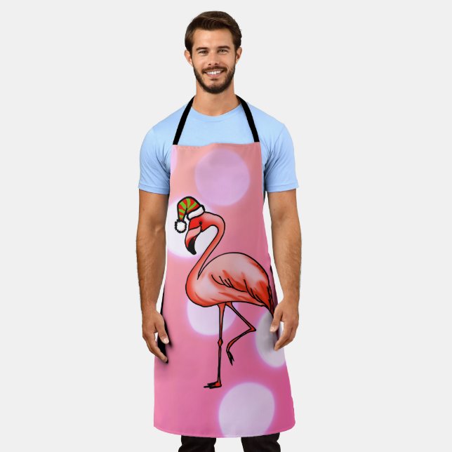 Tablier Flamingo Rose Tropical Noël Fêtes (Porté)