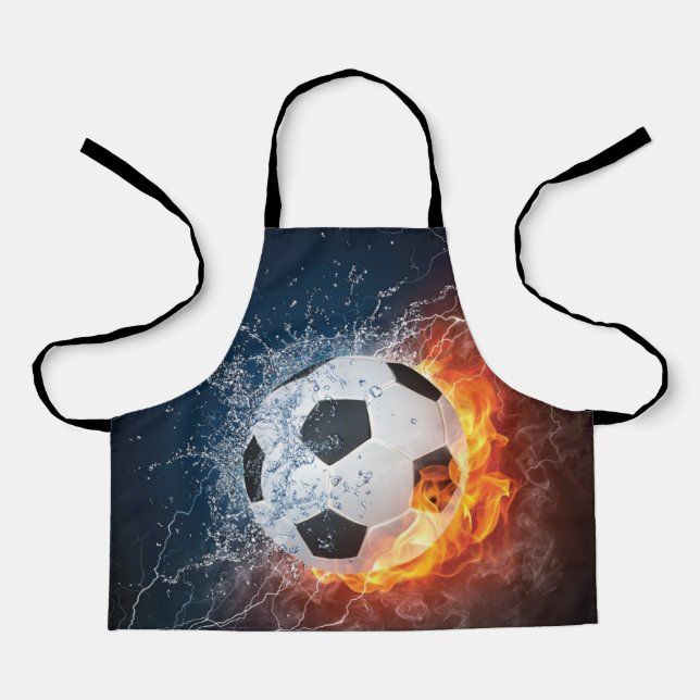 Tablier Flamme Football/Balle de Football Jeu d'oreiller (Recto)