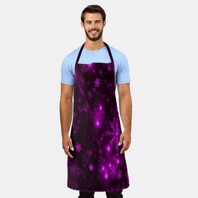 Tablier Flammes De Neige Profondes Violettes Lumineuses Va (Porté)