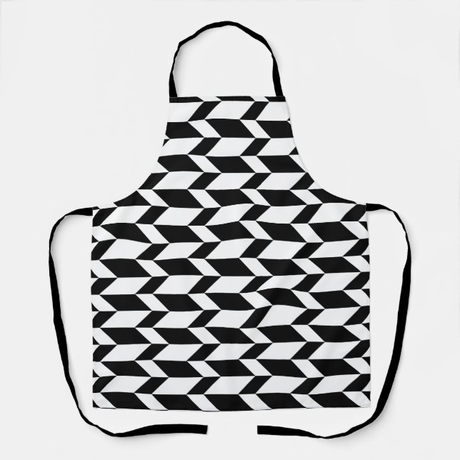 Tablier Flèche Chevron Gras Deux Tons Bleu Noir & Blanc (Recto)