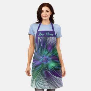 Tablier Fleur Abstraite Art Fractal Violet Vert Meilleure