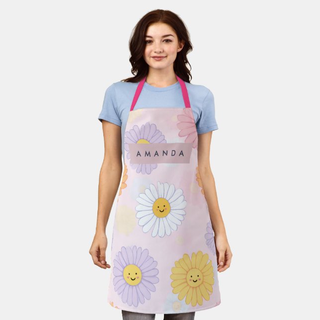 Tablier Fleur Cute Pastel Daisy personnalisée (Porté)