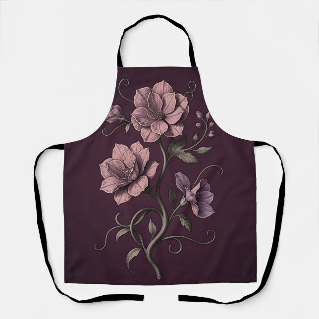 Tablier Fleur d'anémone mauve pourpre botanique foncée  (Recto)