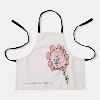Tablier Fleur d'aquarelle rose pâle foncé Rustique mou