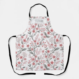 Tablier Fleur de cerisier rose motif Sakura sur fond blanc
