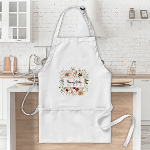 Tablier Fleur de Floral Élégant Monogramme Aquarelle Autom