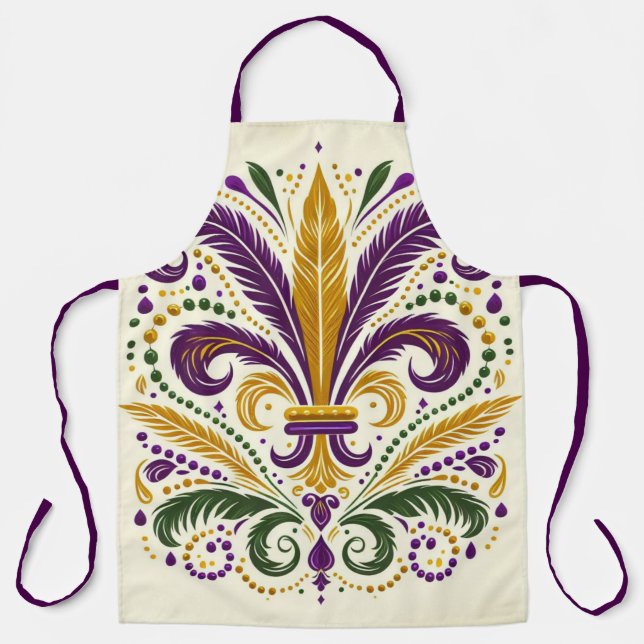 Tablier Fleur de lis jaune et vert violet (Recto)