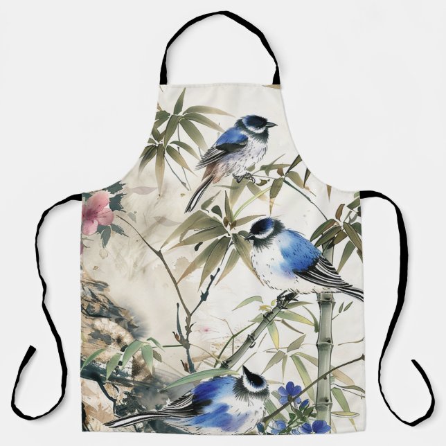 Tablier Fleur de l'oiseau japonais vintage (Recto)