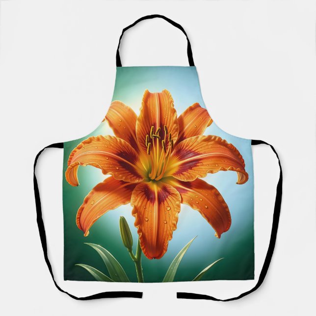 Tablier Fleur de lys orange vibrant en fleurs (Recto)