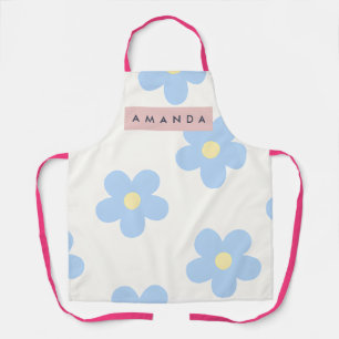 Tablier Fleur de Marguerite Bleue Rétro Personnalisée