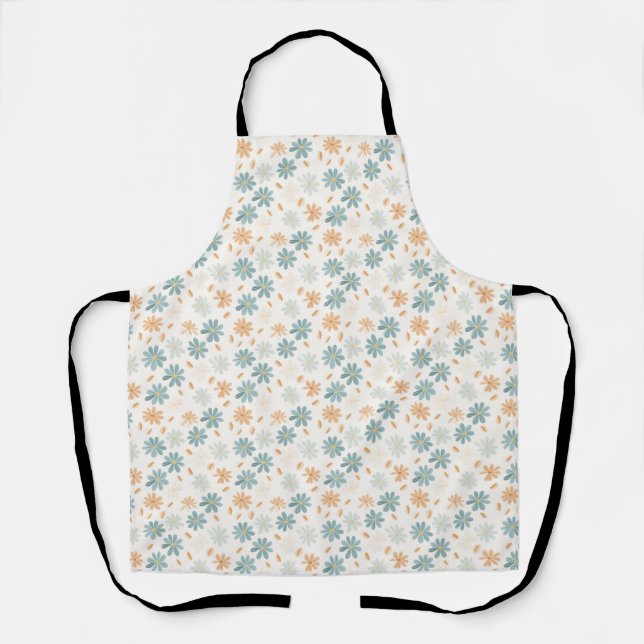 Tablier Fleur de marguerite transparente en bleu, orange e (Recto)