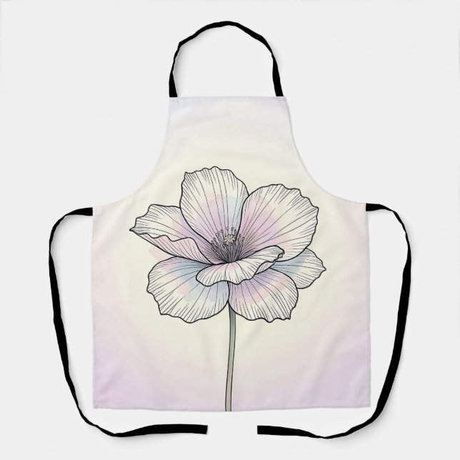 Tablier Fleur de pavot pastel délicate (Recto)