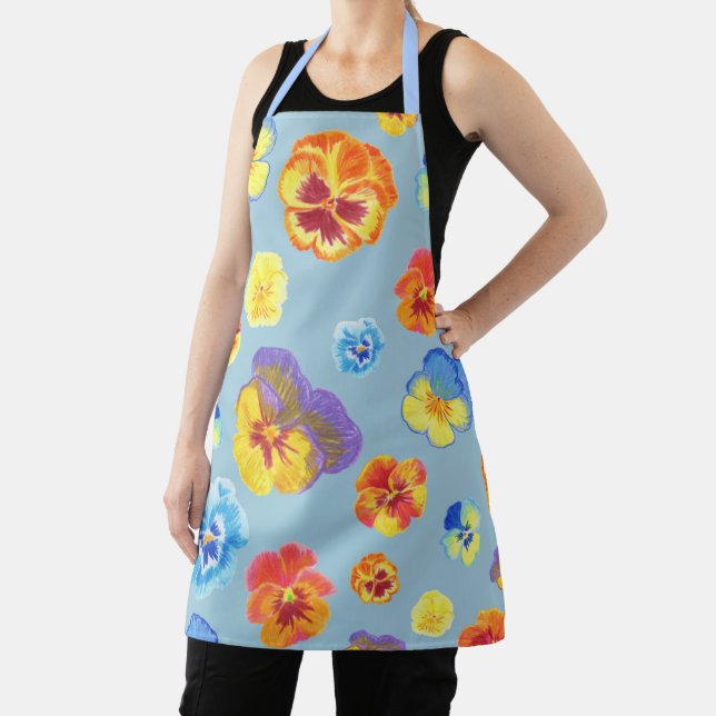 Tablier fleur de pensée bleue printanière colorée (Insitu)