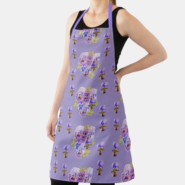 Tablier Fleur de Shabby violet Pansy fleuri Cuisine Apron (Insitu)
