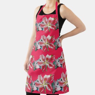 Tablier Fleur de Shabit Rouge Lys floral Cuisine Apron