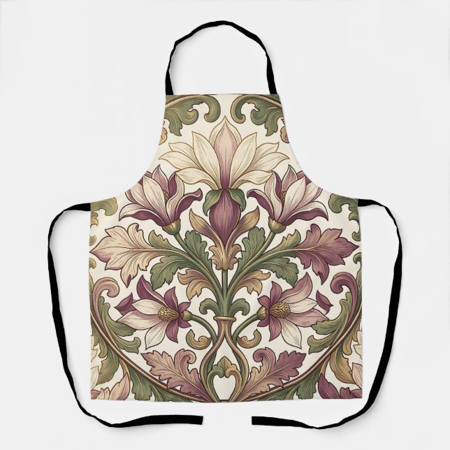 Tablier Fleur de style victorien ornée de couleur pourpre  (Recto)