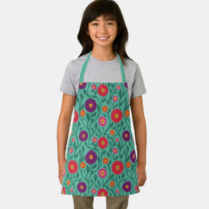 Tablier Fleur de vigne du milieu du siècle Enfant vert d