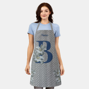 Tablier Fleur d'Hibiscus Monogramme Initiale B Nom