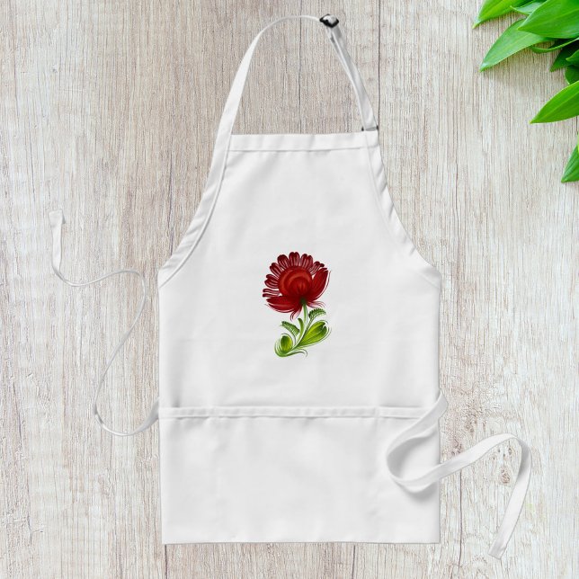 Tablier Fleur élégante rouge aquarelle (Créateur téléchargé)