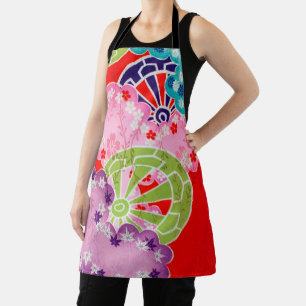 Tablier Fleur, Feuille, Roue Motif, Design japonais