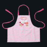 Tablier Fleur fille mignonne florale personnalisée<br><div class="desc">Jolies fleurs girly mignonnes et papillon lunaire dans les tons rose,  orange,  vert et blanc. Si facile à customiser avec votre nom de filles de fleurs dans belle écriture manuscrite. Idéal pour garder propres ces robes spéciales de jour de mariage.</div>