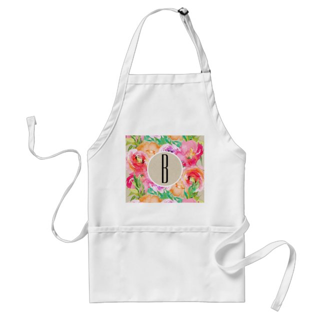 Tablier Fleur Kraft Moderne Rustique Botanique Colorée (Devant)