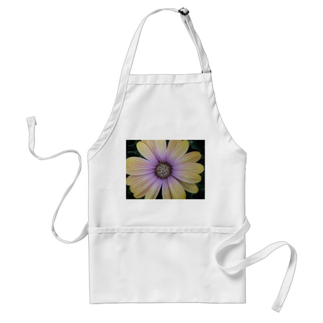 Tablier Fleur marguerite jaune et violet (Devant)