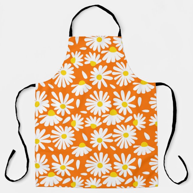 Tablier Fleur marguerite rétro : orange vintage. (Recto)