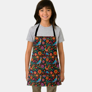 Tablier fleur noir mexicain
