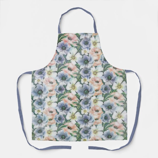 Tablier Fleur pastel aquarelle douce  (Recto)