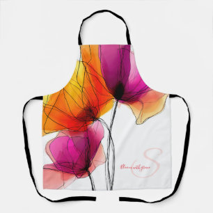 Tablier Fleur personnalisée aquarelle abstraite élégante