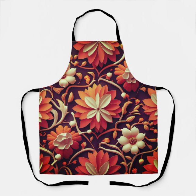 Tablier "Fleur rétro - Motif floral incolore (Recto)