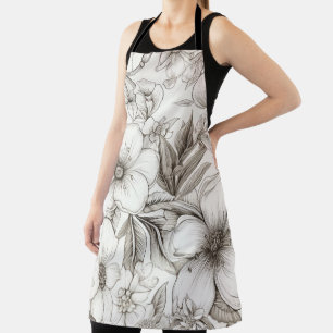 Tablier Fleur Romantique Sépia Ivoire Vintage