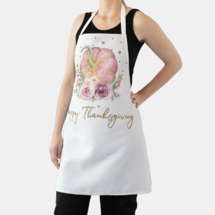 Tablier Fleur rose Citrouille Thanksgiving