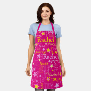 Tablier Fleur rose coutume nom court Rachel étoiles Apron