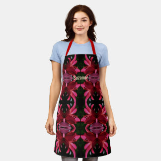 Tablier Fleur rouge Abstraite personnalisée