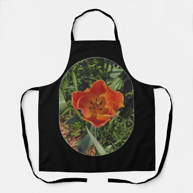 Tablier fleur rouge de printemps  (Recto)