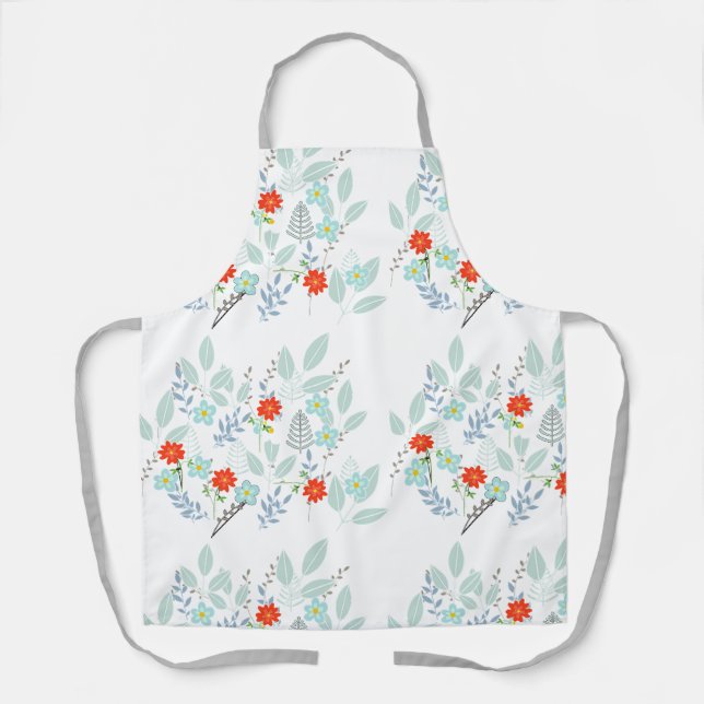 Tablier Fleur rouge + Feuilles  (Recto)