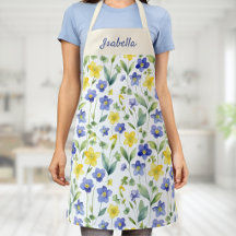Fleur sauvage aquarelle jaune bleu Nom personnalis